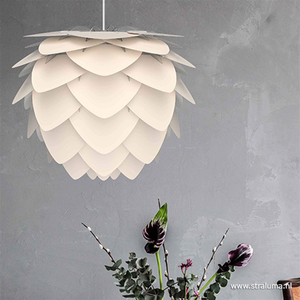 Aluminium hanglamp/vloerl. pearl white