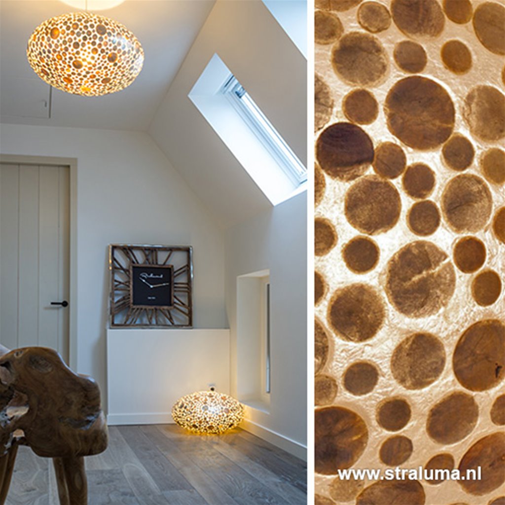 Schelpen tafellamp coin goudbr. groot