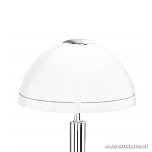 Tafellamp chroom met wit glas dimbaar
