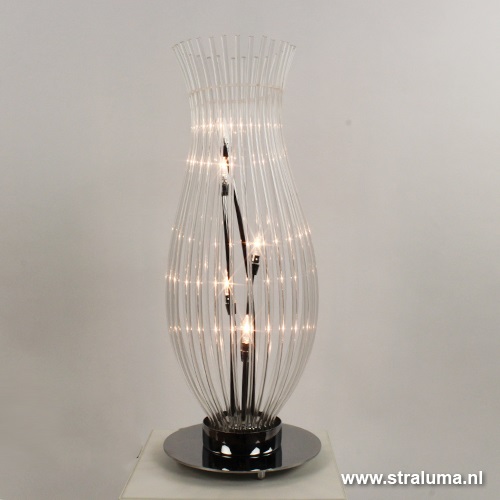 Transparante tafellamp vaas met chroom