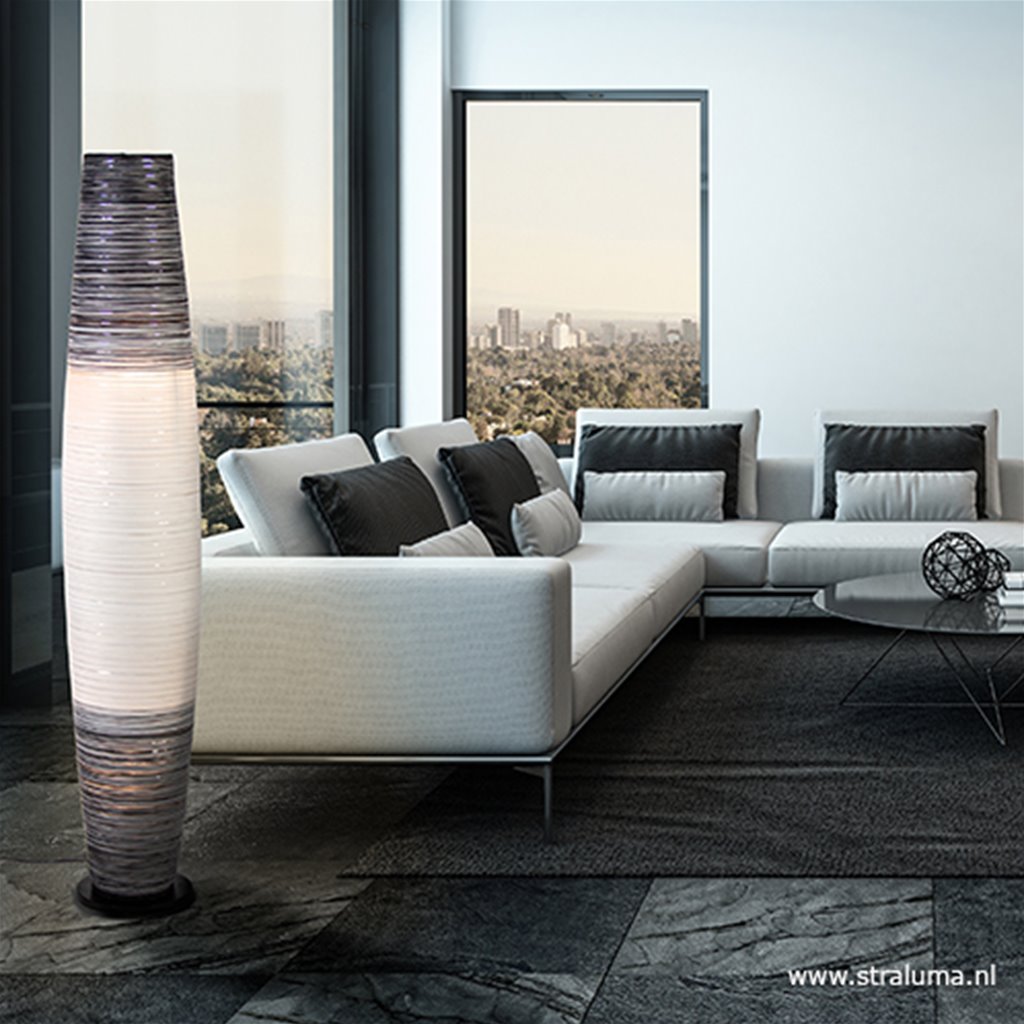 Moderne vloerlamp cilinder zwart-wit
