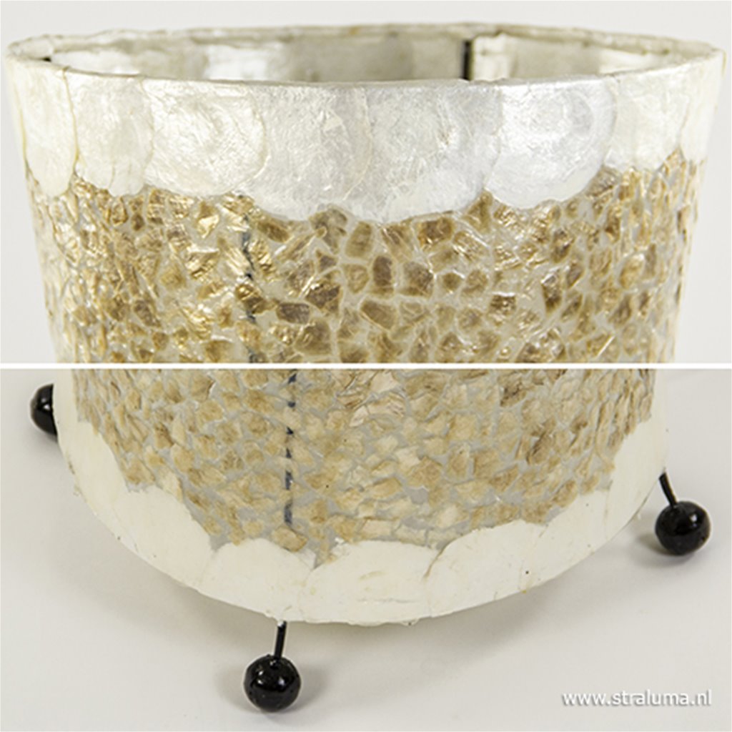 Capiz schelpen vloerlamp creme/goud Straluma