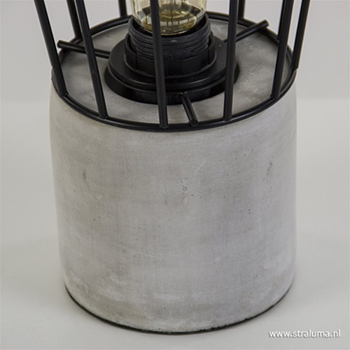 Tafellamp beton met metalen korf