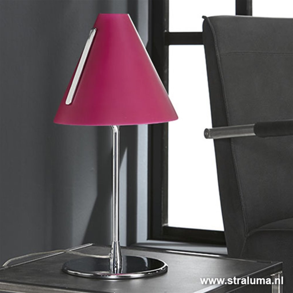 Tafellamp mat fuchsia glas & chroom