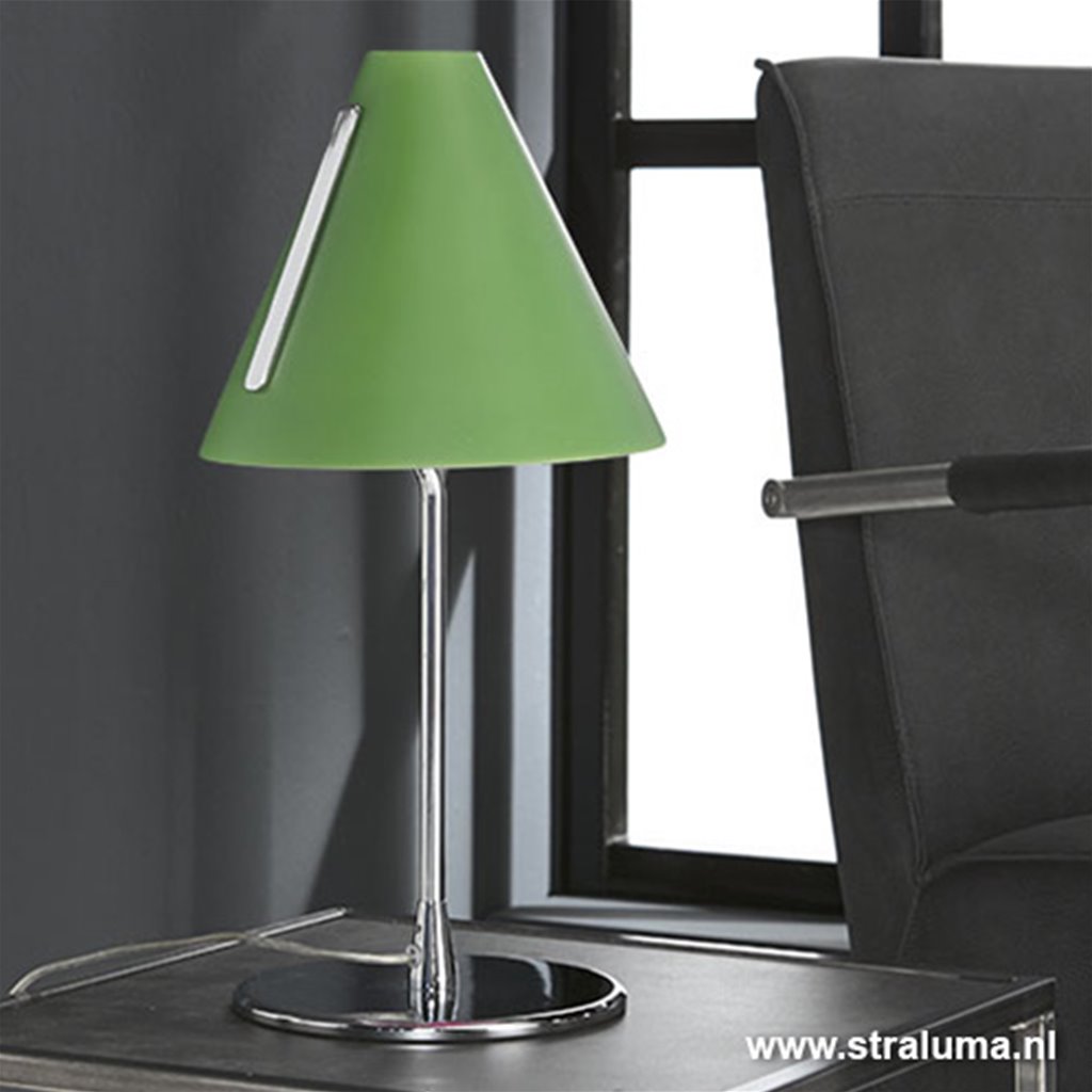 Moderne tafellamp groen met chroom
