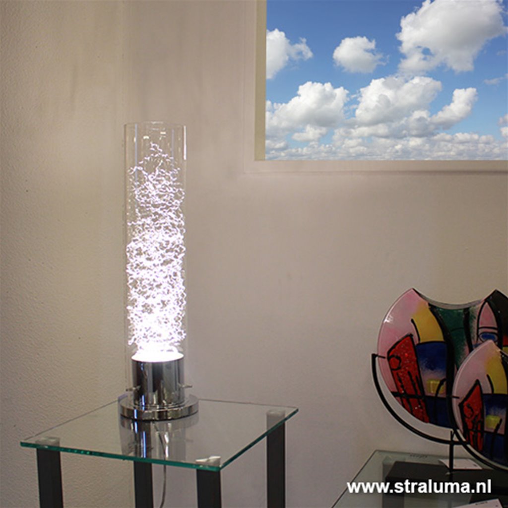 Moderne tafellamp glas met zilverdraad