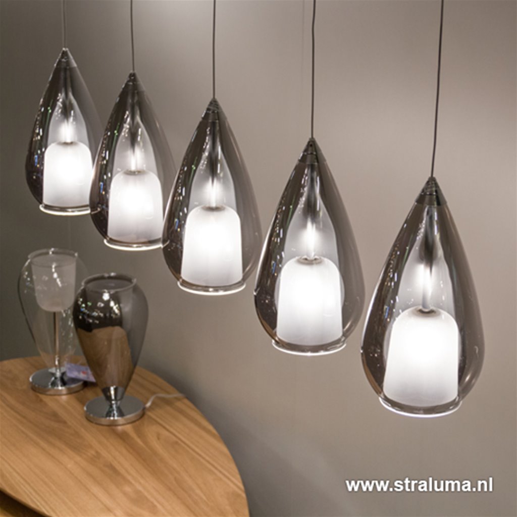 Hanglamp 5L druppel glas | Straluma