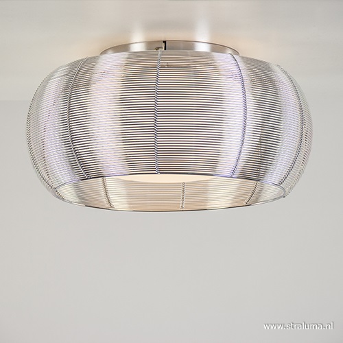 Plafondlamp-plafonnière glas en chroom