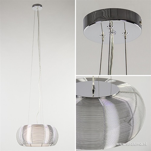Moderne draad-hanglamp zilver met glas