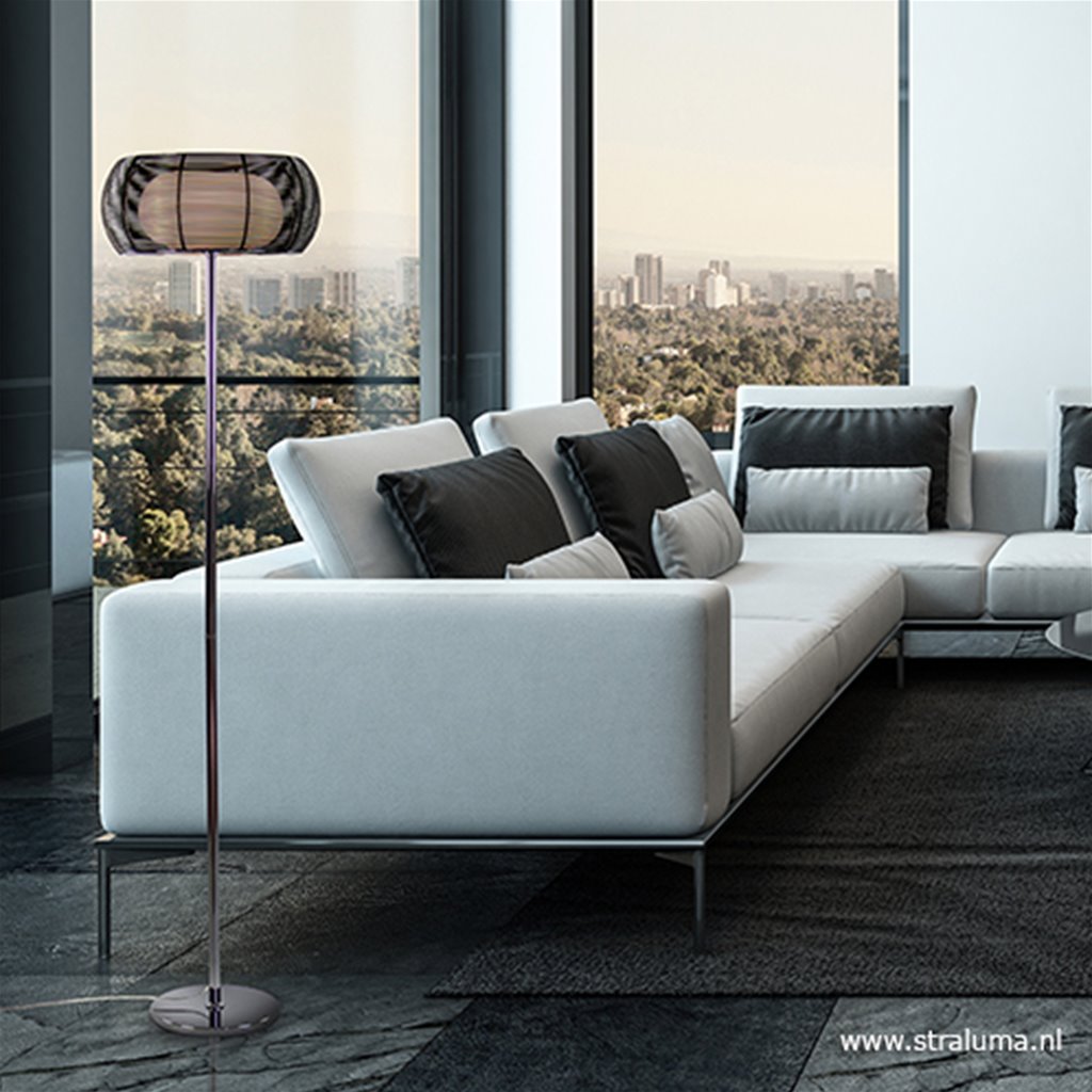 Moderne vloerlamp chroom met zwart