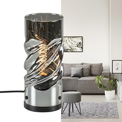 Smoke glazen tafellamp cilinder met gedraaid effect
