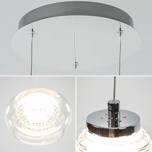 Hanglamp chroom/helder glas 3-lichts