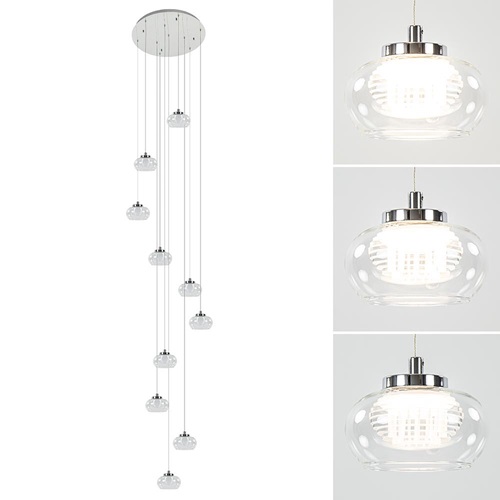 Moderne videlamp chroom met helder glas incl LED