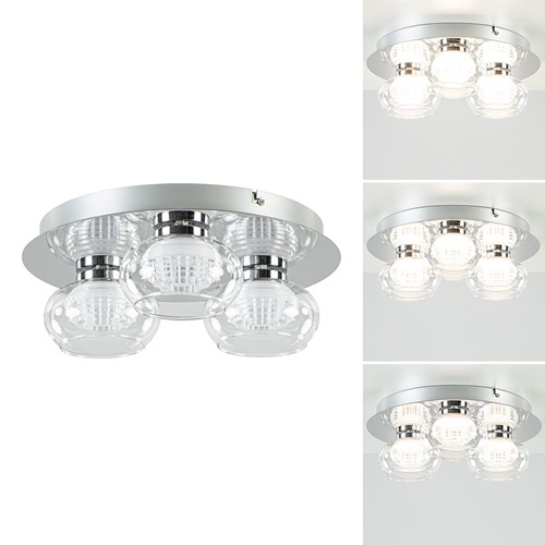 3-Lichts LED plafondlamp chroom met helder glas