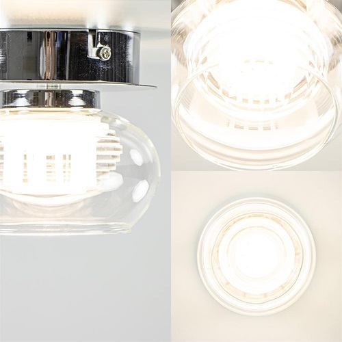 Chromen plafondlamp met helder glas incl. LED