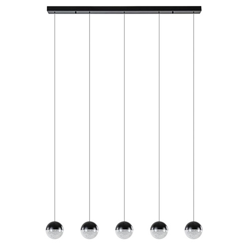 5-Lichts LED hanglamp zwart met diamant zand 3-standen dimbaar