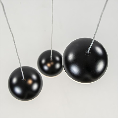 Ronde 3-Lichts LED hanglamp met zwarte bollen dimbaar