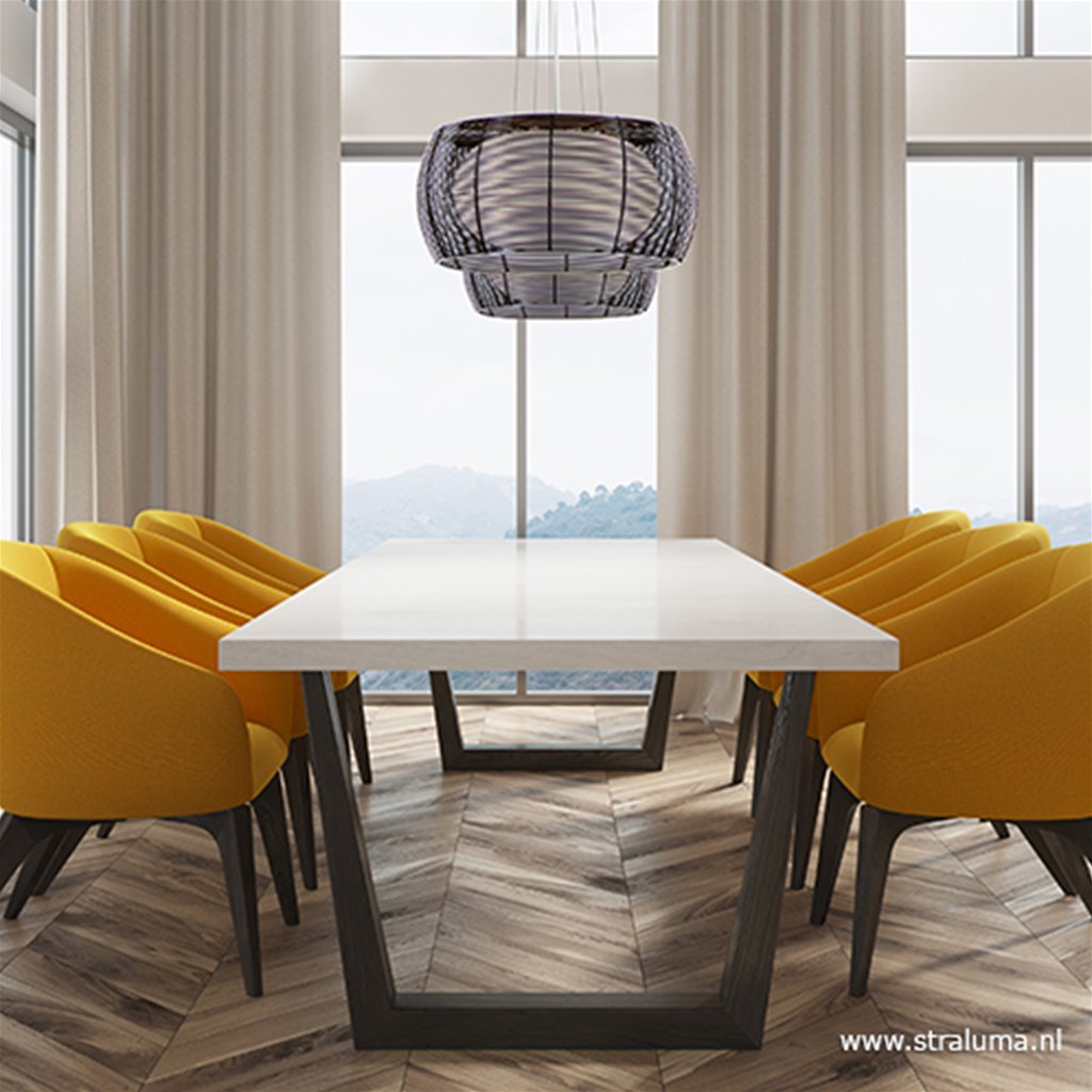 Moderne draad hanglamp met glas en chroom