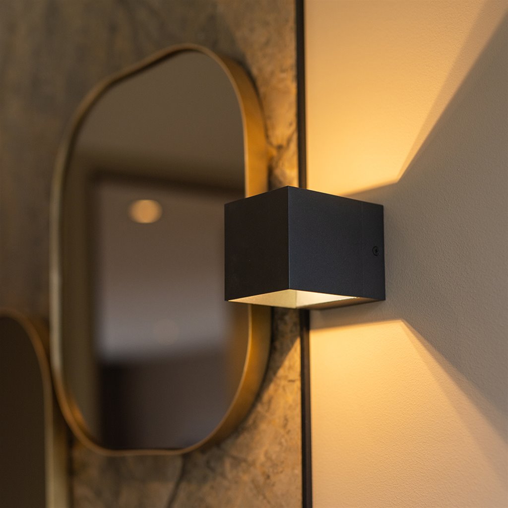 Kleine wandlamp up+down G9 zwart