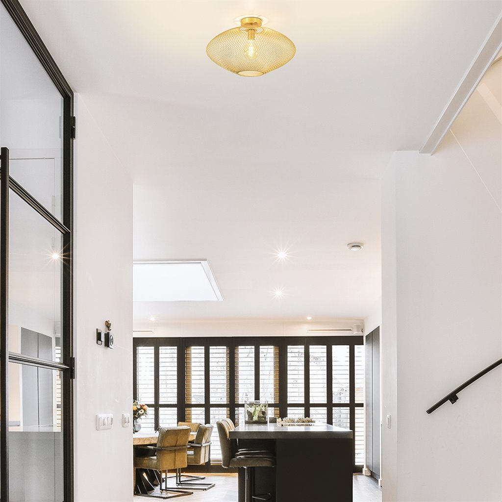Trendy draad plafondlamp goud 50 cm